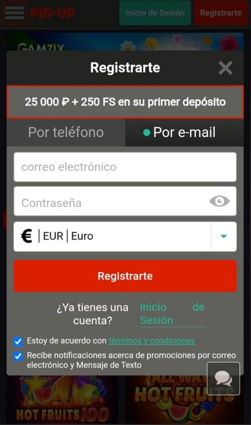 registro a través de la dirección de correo electrónico