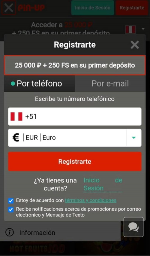 registro por número de teléfono