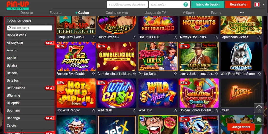 variedad de surtido en el casino